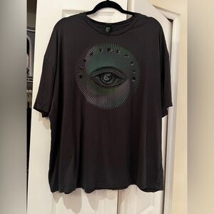 Wild Fable Black Tee with Green and Purple Design